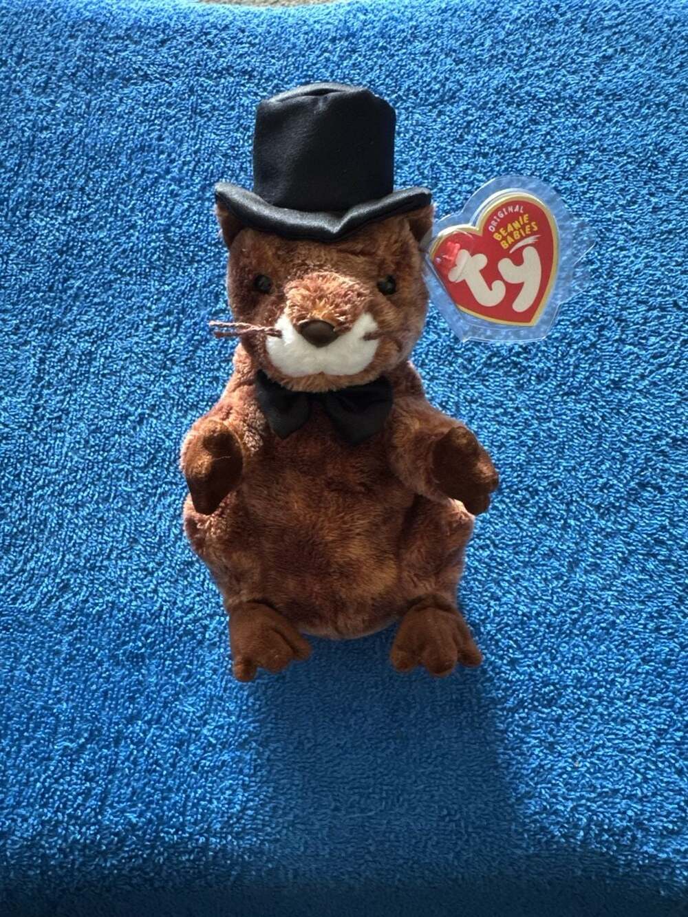 Ty Beanie Baby Punxsutawn-e Phil 2004 Groundhog with Top Hat and Bow Tie